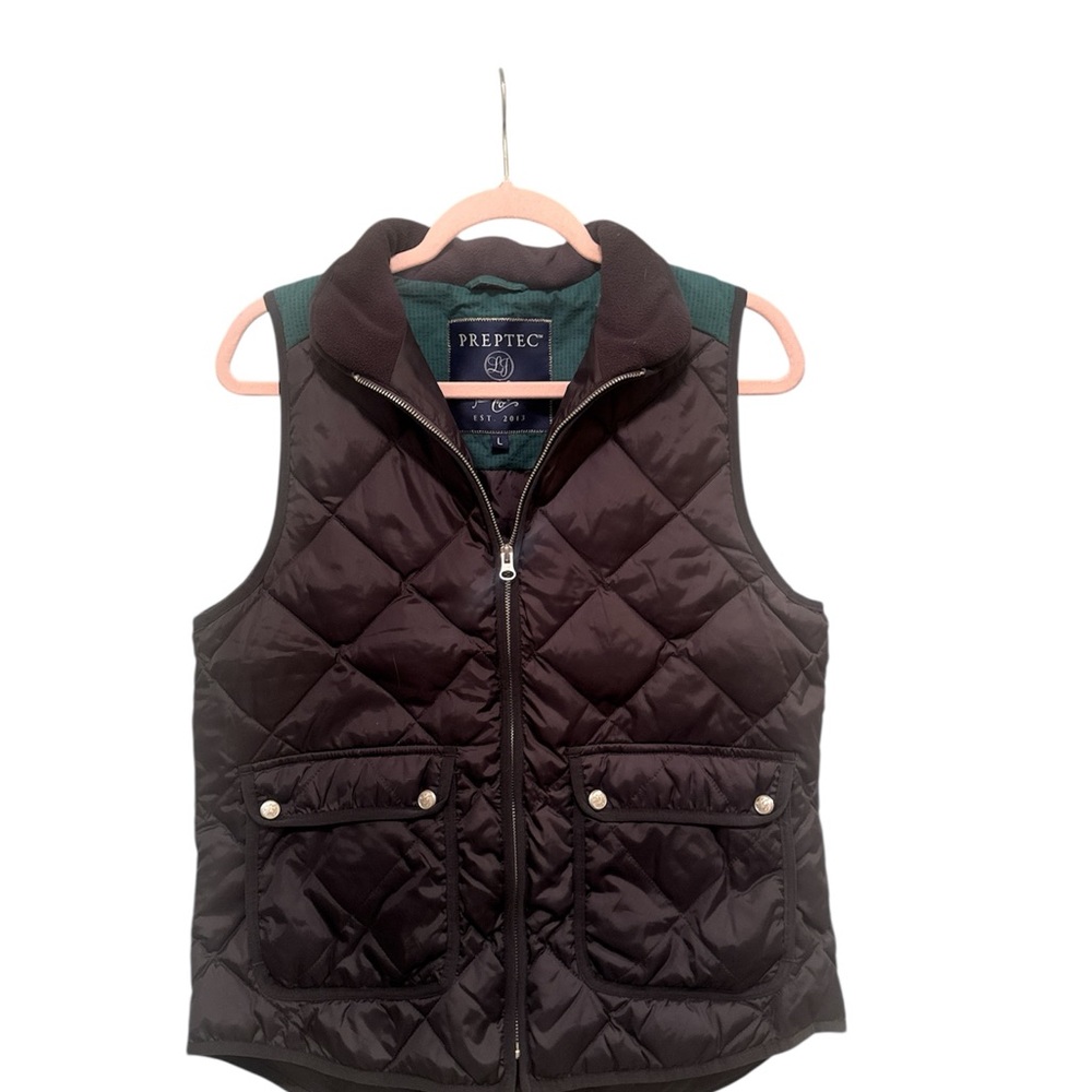 Lauren James Co PREPTEC Quilted Black Vest size large
